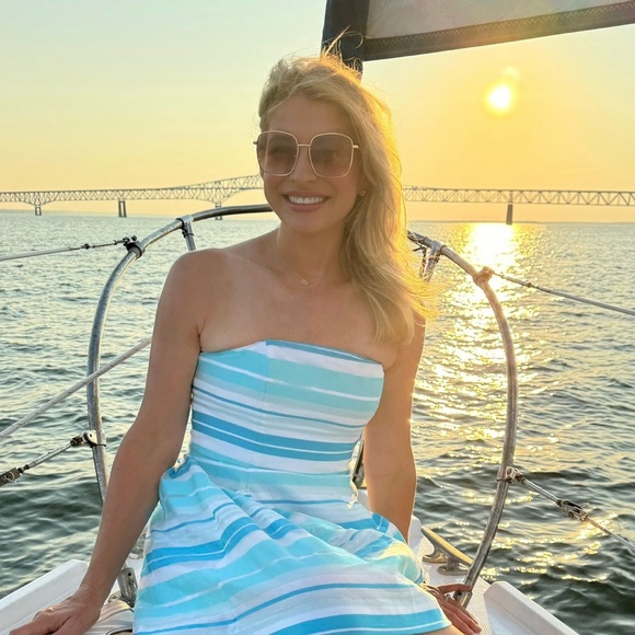 Lilly Pulitzer Strapless Blue and White Dress - Picture 4 of 6